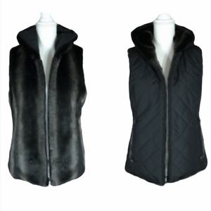 Kristen Blake Black Reversible Faux Fur Vest